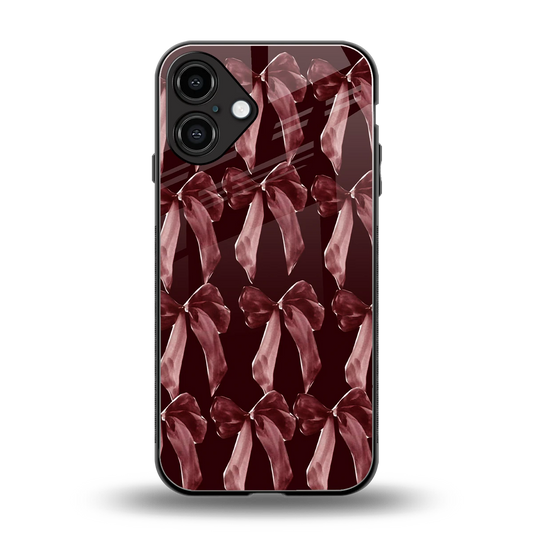 Crimson Ribbon back phone cover | glass case for iphone 16 plus