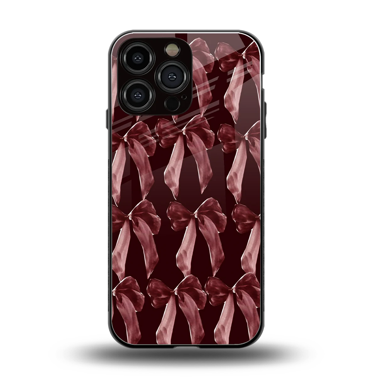 Crimson Ribbon back phone cover | glass case for iphone 16 pro max