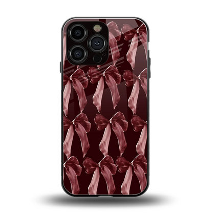 Crimson Ribbon back phone cover | glass case for iphone 16 pro max