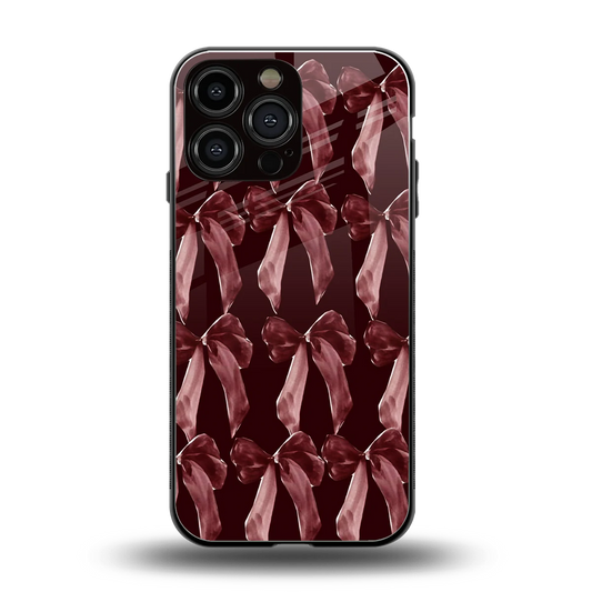 Crimson Ribbon back phone cover | glass case for iphone 16 pro max