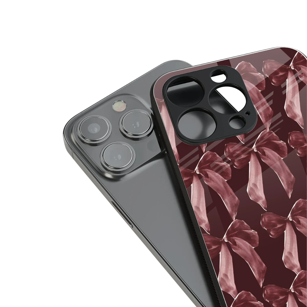 Crimson Ribbon stylish phone case for iphone 13 pro max | glossy glass and slim fit