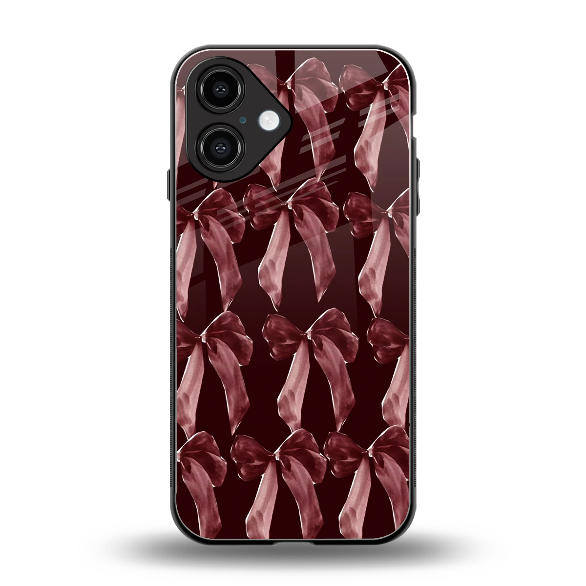 Crimson Ribbon back phone cover | glass case for iphone 16