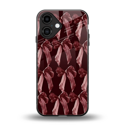 Crimson Ribbon back phone cover | glass case for iphone 16