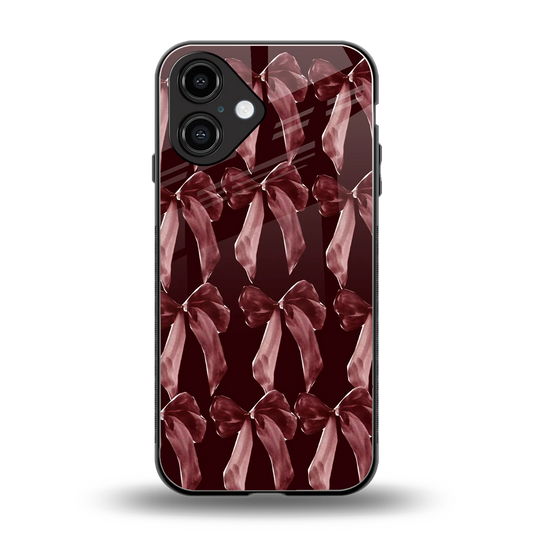 Crimson Ribbon back phone cover | glass case for iphone 16