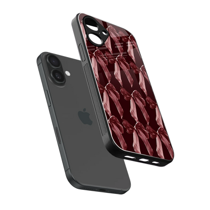 Crimson Ribbon sleek iPhone 16 cover with tempered glass back and TPU edges