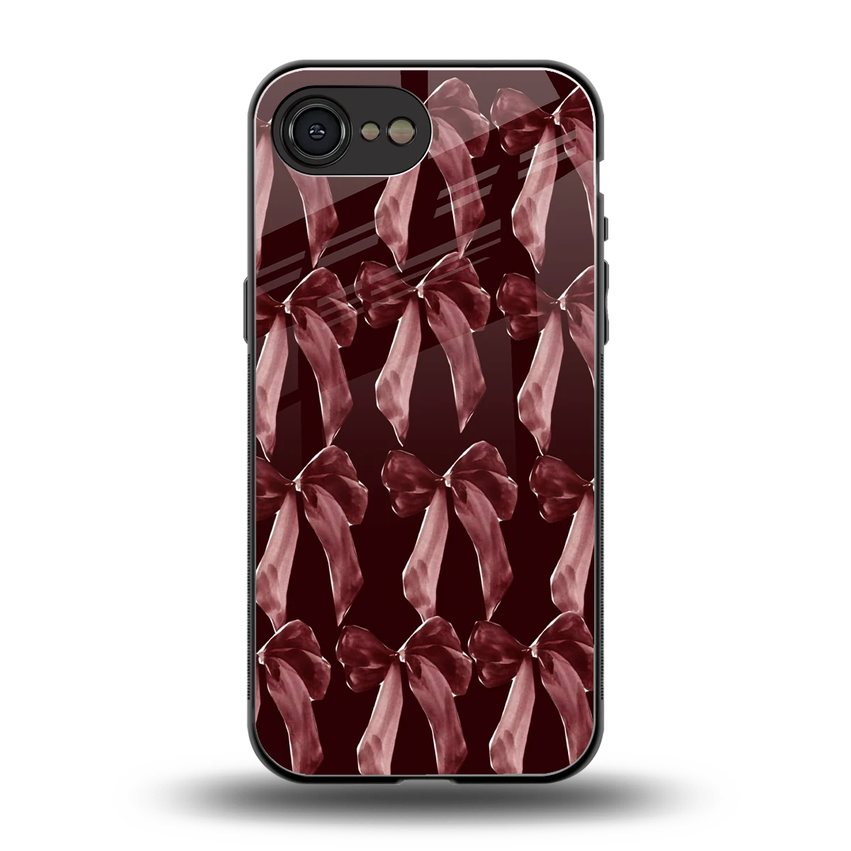 Crimson Ribbon back phone cover | glass case for iphone 16e