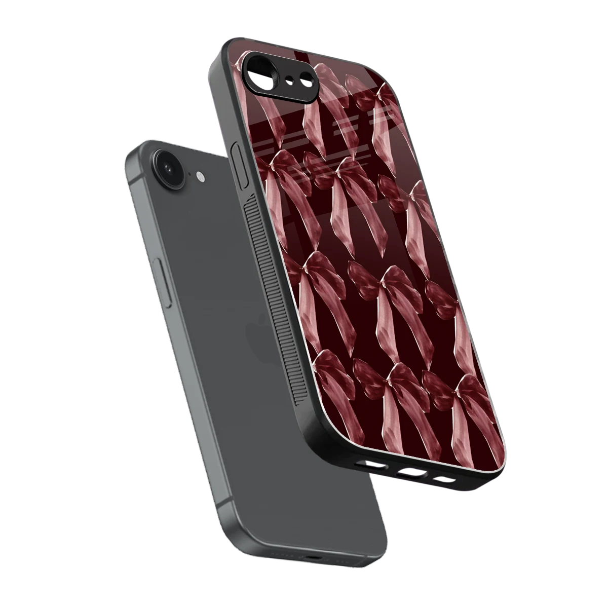 Crimson Ribbon sleek iphone 17e cover with tempered glass back and TPU edges