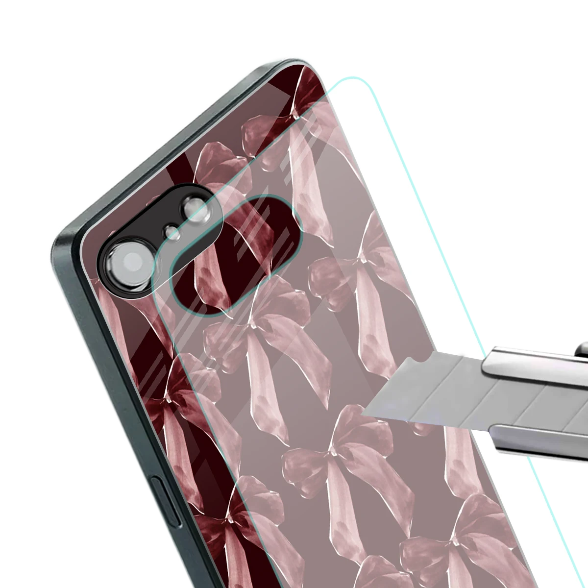 Crimson Ribbon stylish phone case for iphone 16e | glossy glass and slim fit