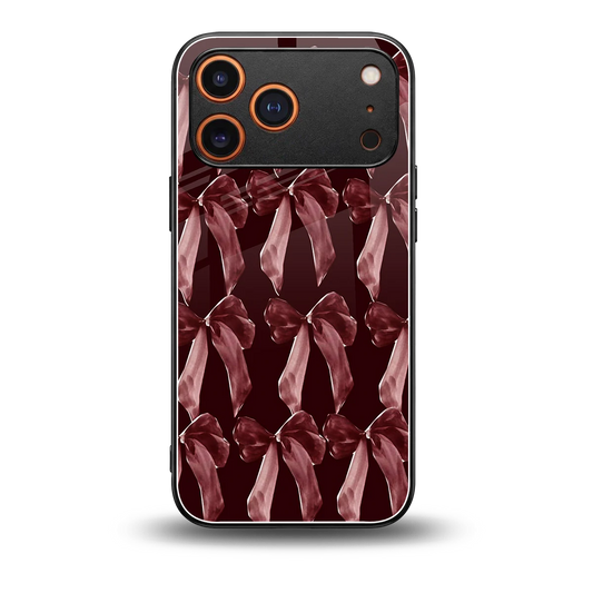 Crimson Ribbon back phone cover | glass case for iphone 17 pro
