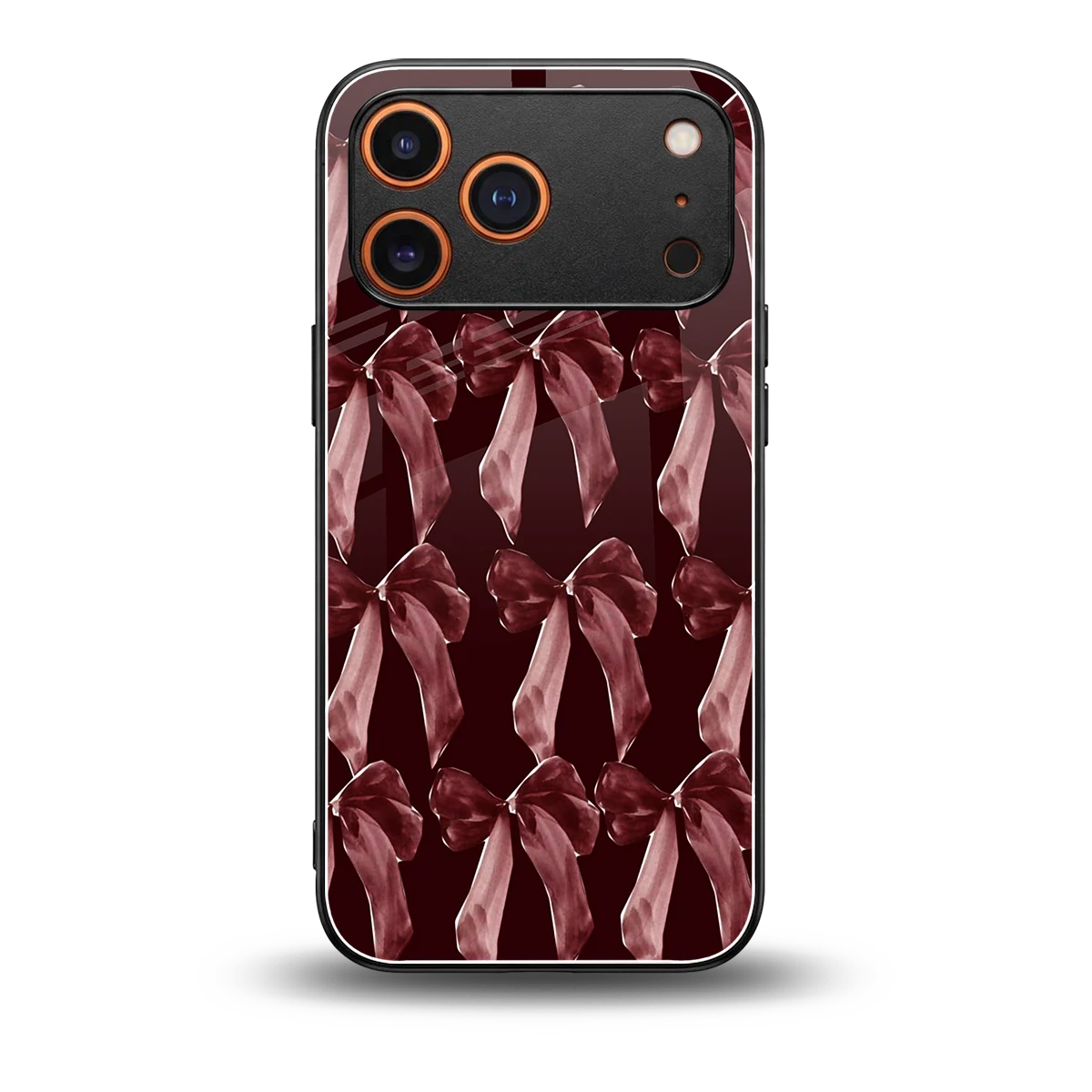 Crimson Ribbon back phone cover | glass case for iphone 17 pro max