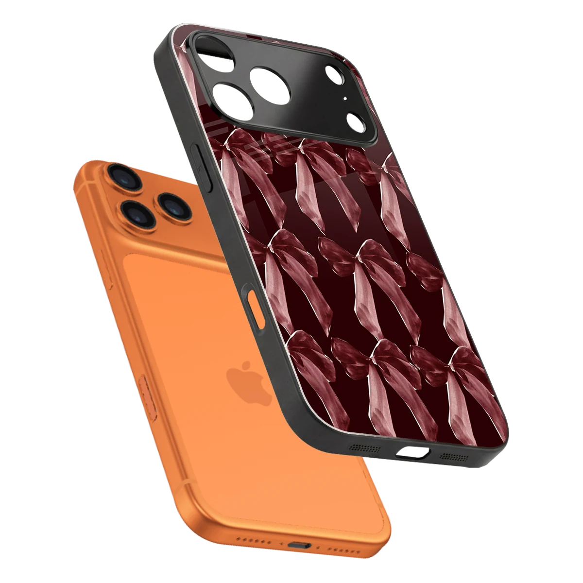 Crimson Ribbon sleek iphone 17 pro max cover with tempered glass back and TPU edges