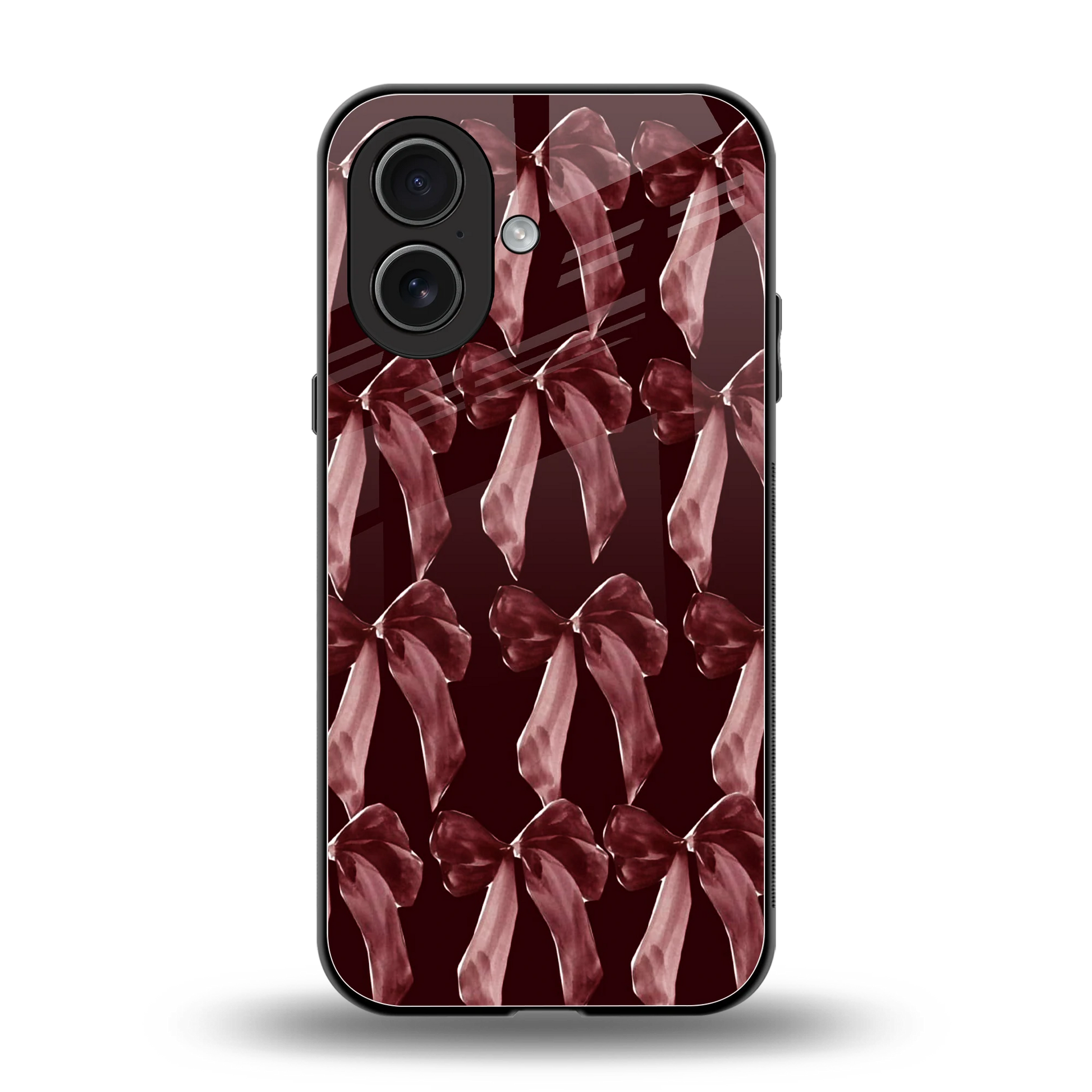 Crimson Ribbon back phone cover | glass case for iphone 17