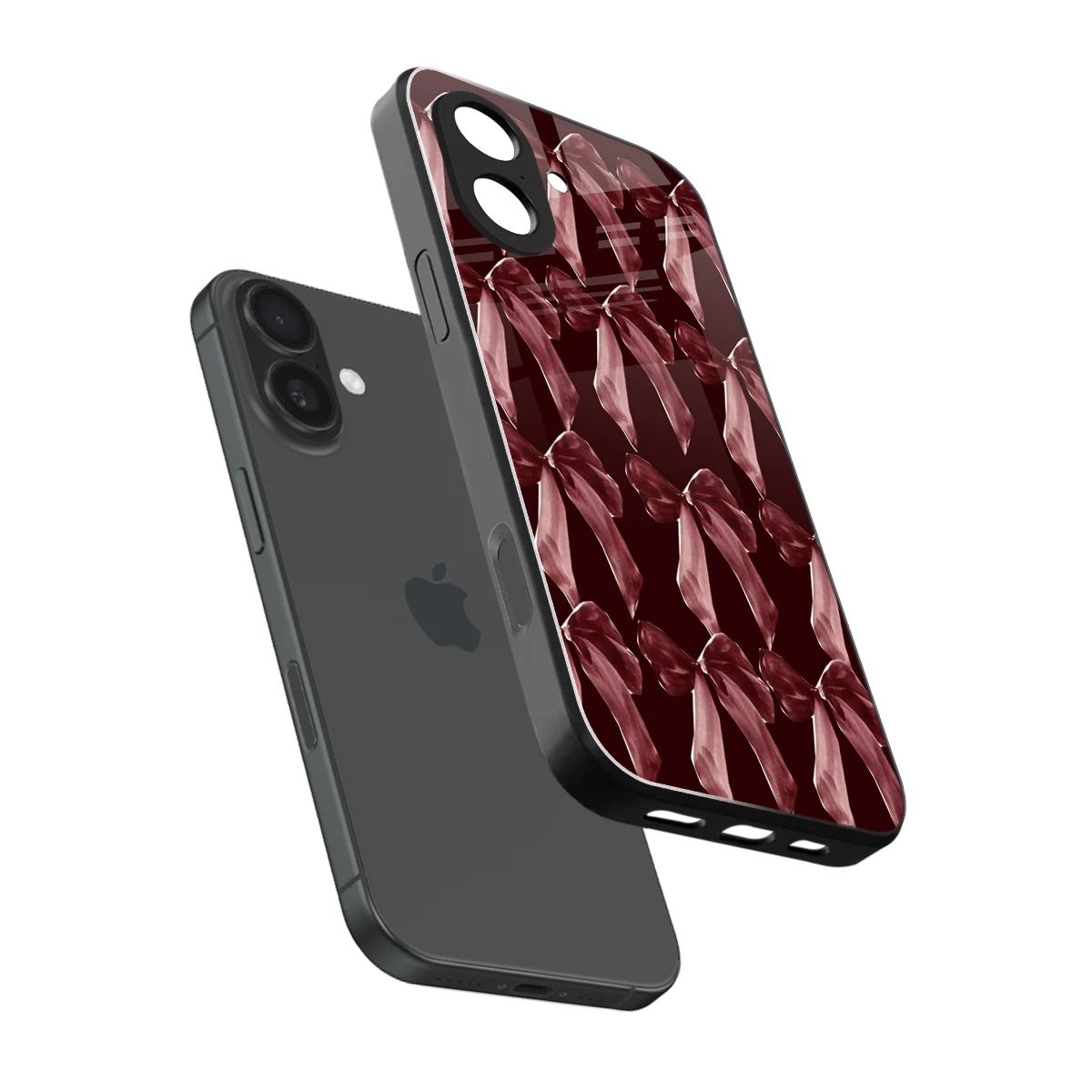 Crimson Ribbon sleek iphone 17 cover with tempered glass back and TPU edges