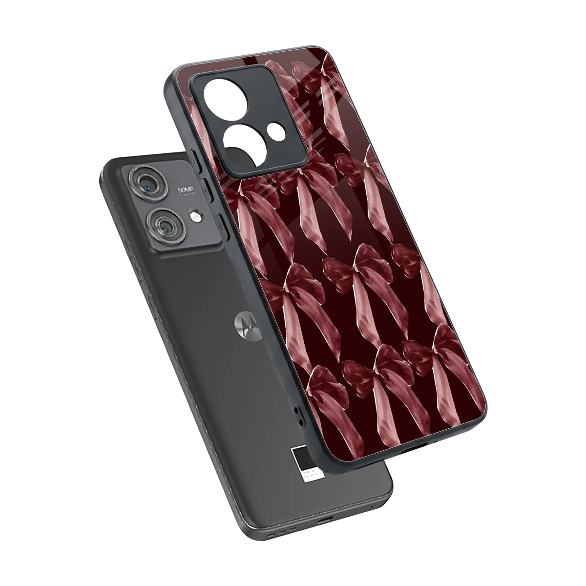 Crimson Ribbon sleek motorola edge 40 neo 5g cover with tempered glass back and TPU edges