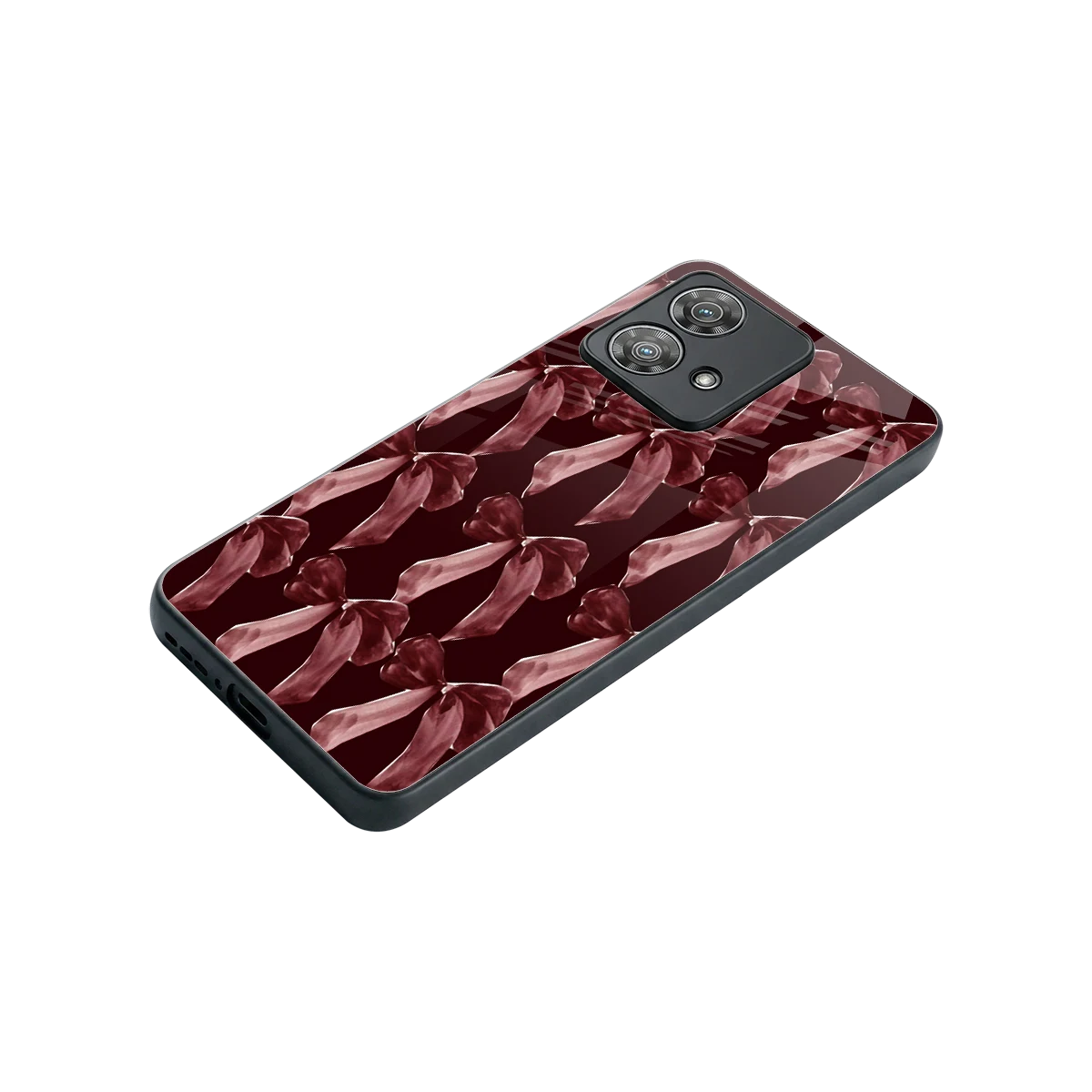 Crimson Ribbon stylish phone case for motorola edge 40 neo 5g | glossy glass and slim fit