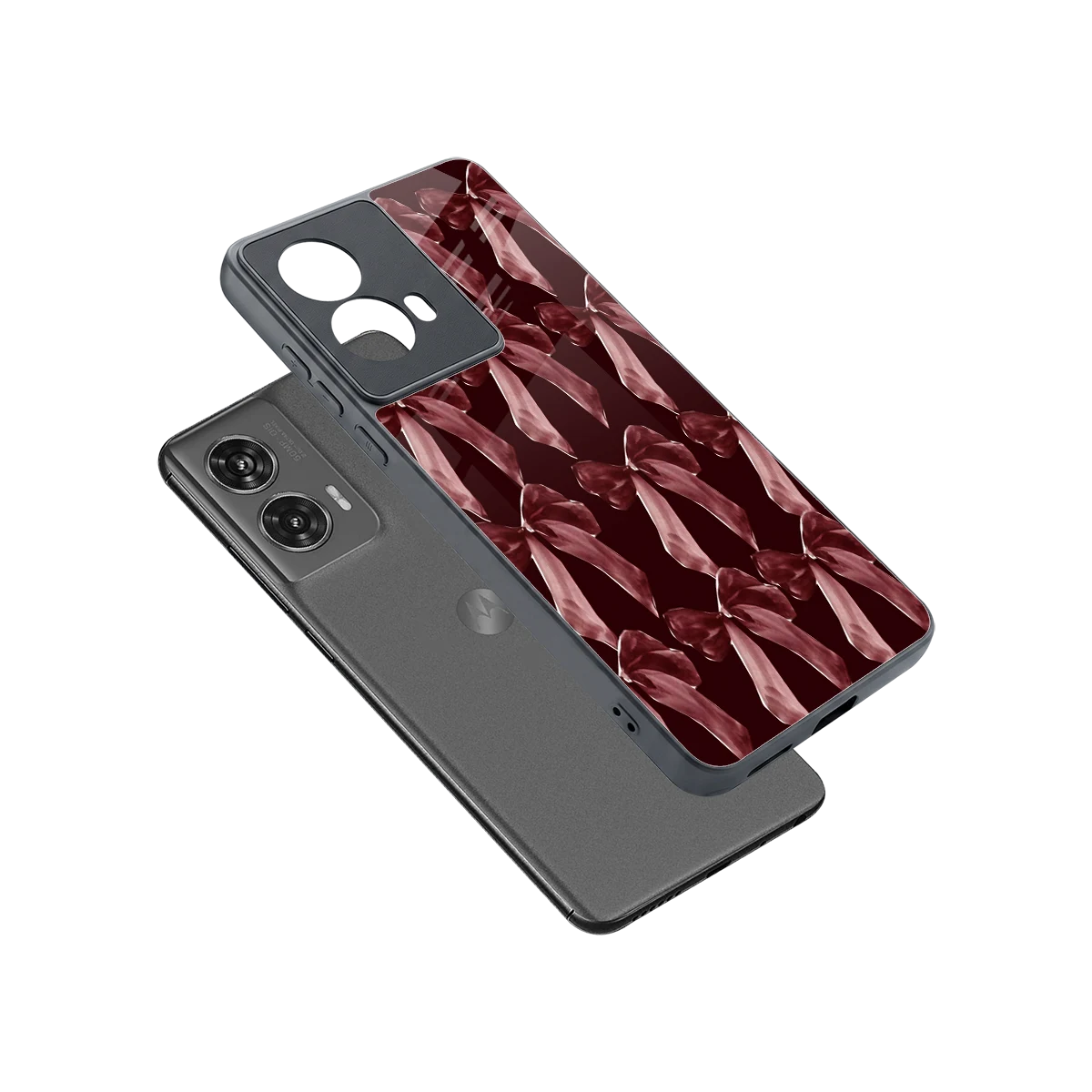 Crimson Ribbon sleek motorola edge 50 fusion cover with tempered glass back and TPU edges