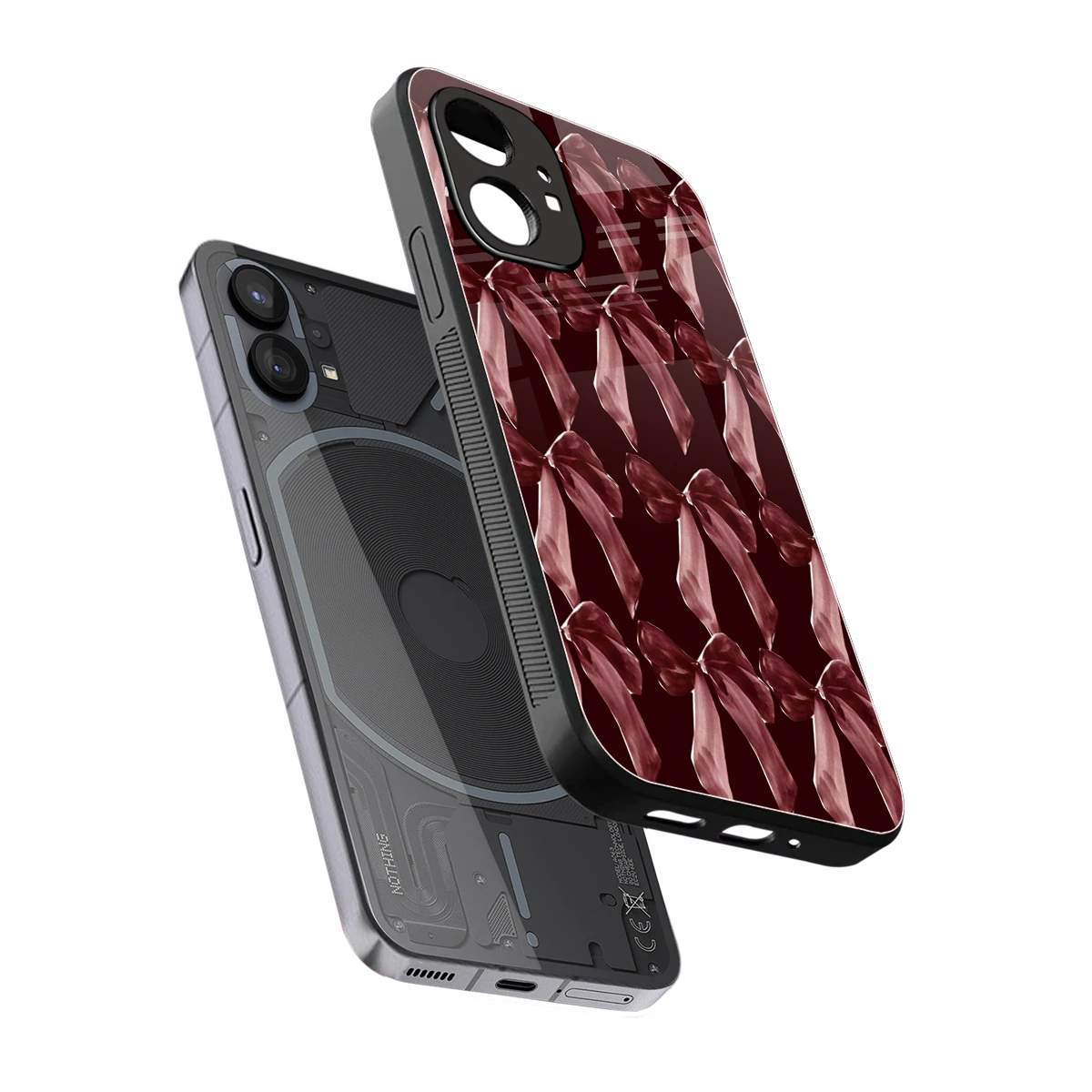 Crimson Ribbon sleek nothing phone 1 cover with tempered glass back and TPU edges