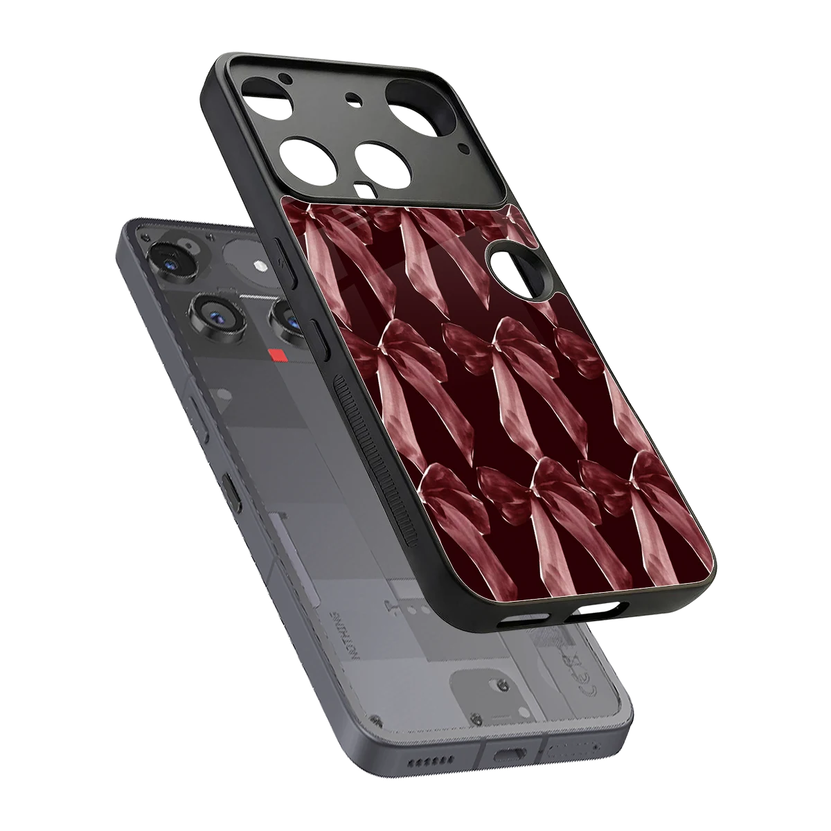 Crimson Ribbon sleek nothing phone 3 cover with tempered glass back and TPU edges