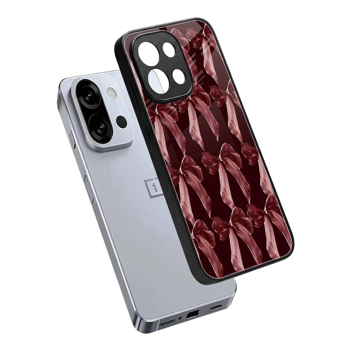 Crimson Ribbon sleek oneplus 13s cover with tempered glass back and TPU edges