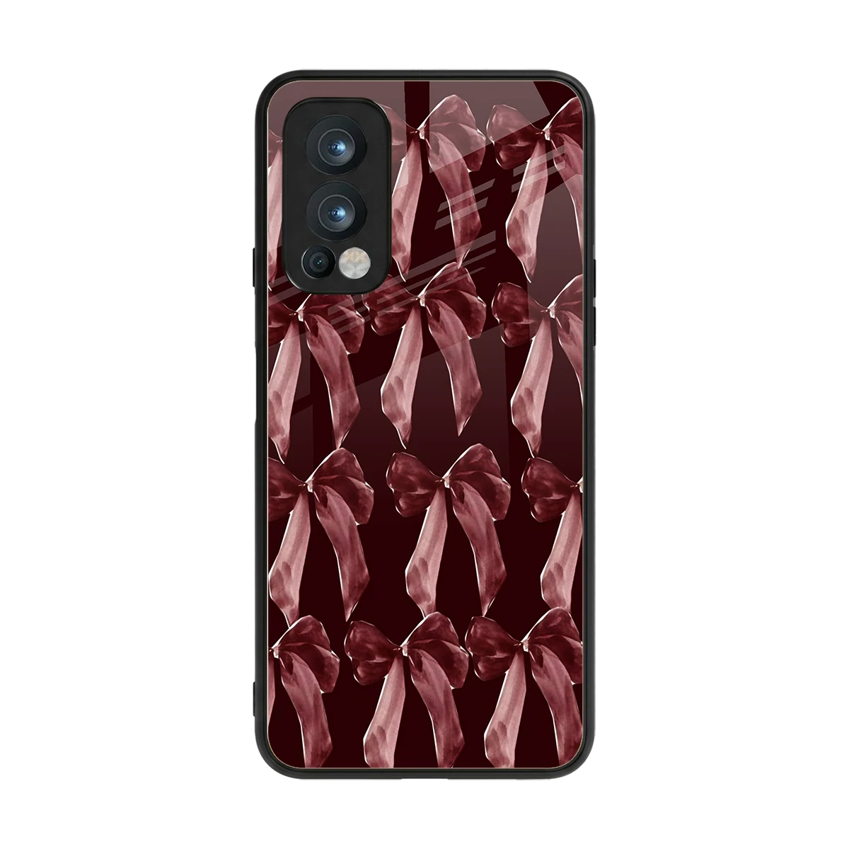 Crimson Ribbon back phone cover | glass case for oneplus nord 2