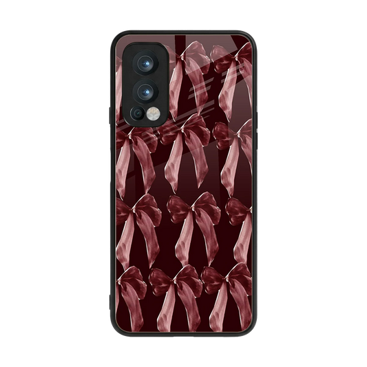 Crimson Ribbon back phone cover | glass case for oneplus nord 2