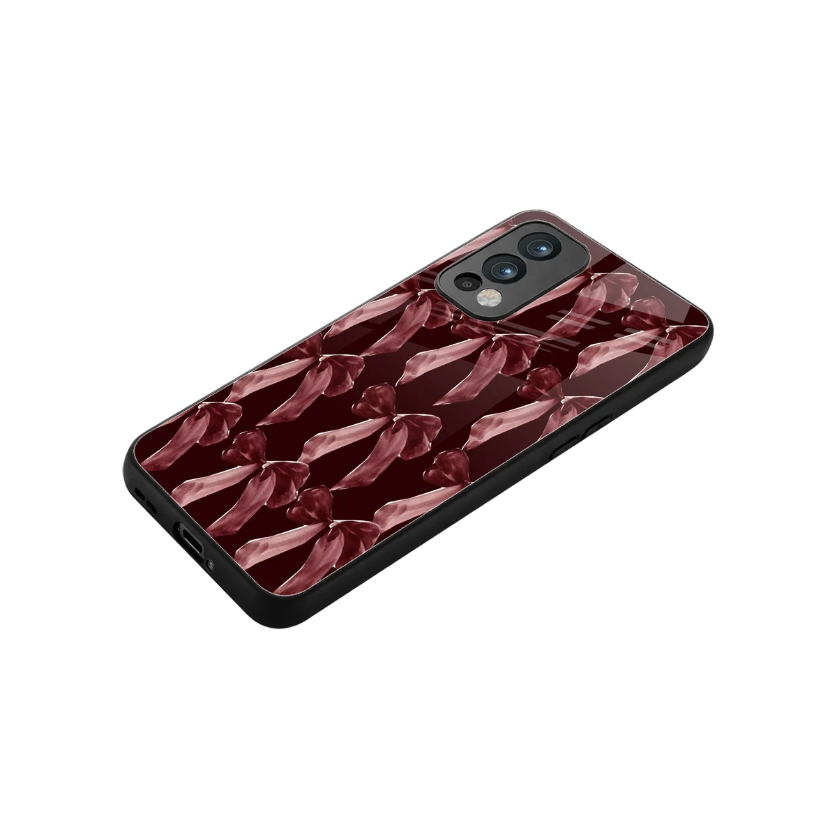 Crimson Ribbon stylish phone case for oneplus nord 2 | glossy glass and slim fit