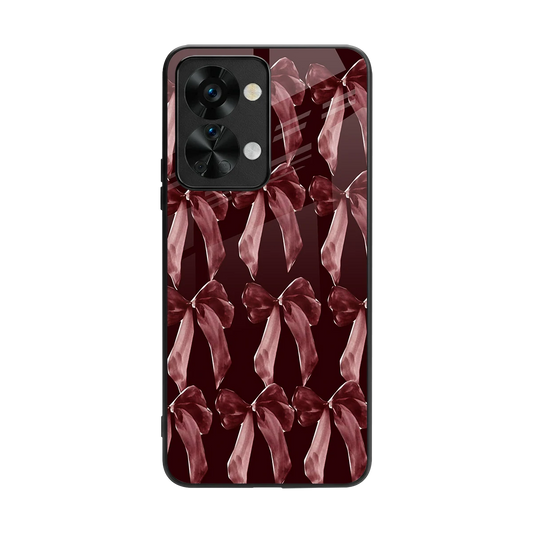 Crimson Ribbon back phone cover | glass case for oneplus nord 2t