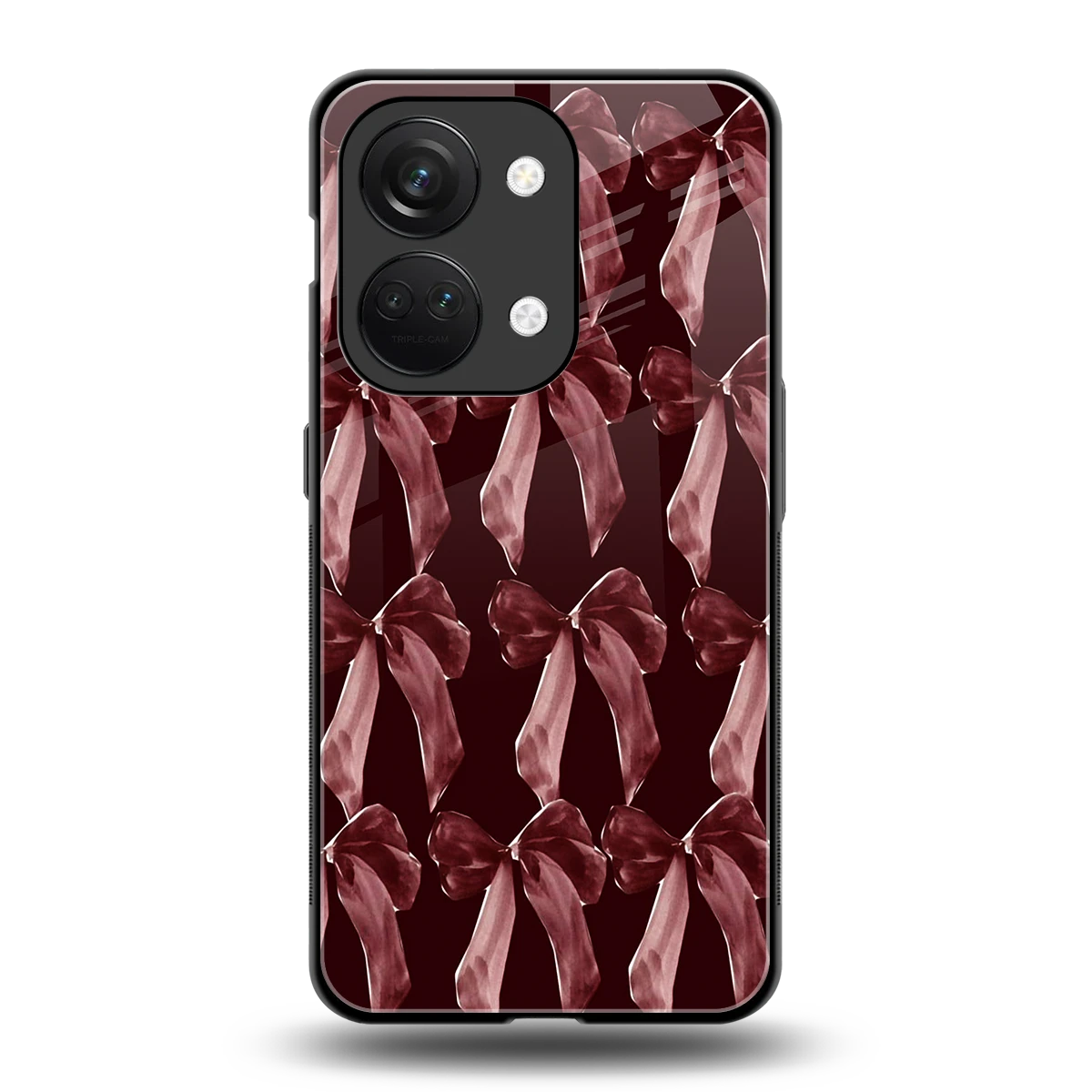 Crimson Ribbon back phone cover | glass case for oneplus nord 3