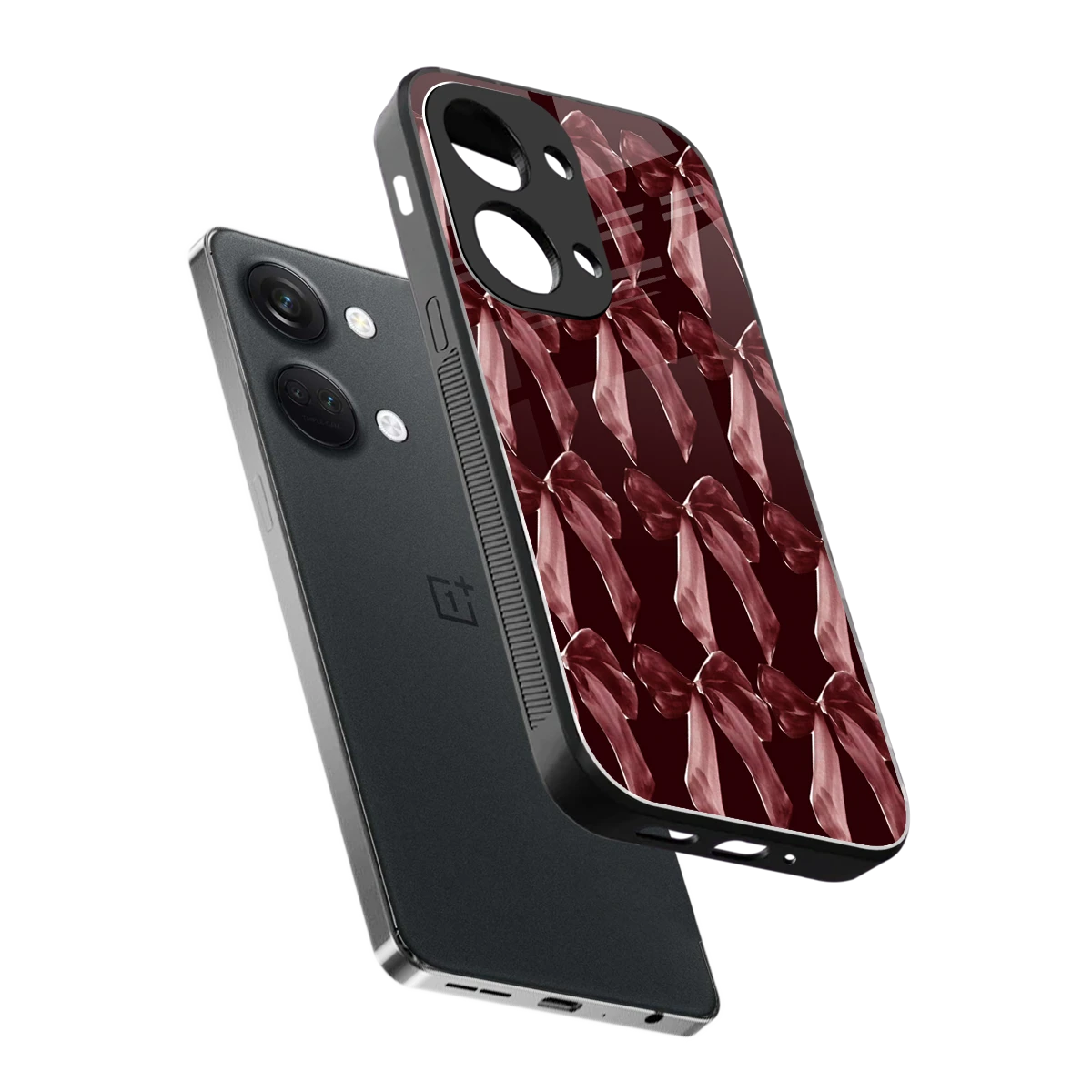 Crimson Ribbon sleek oneplus nord 3 cover with tempered glass back and TPU edges