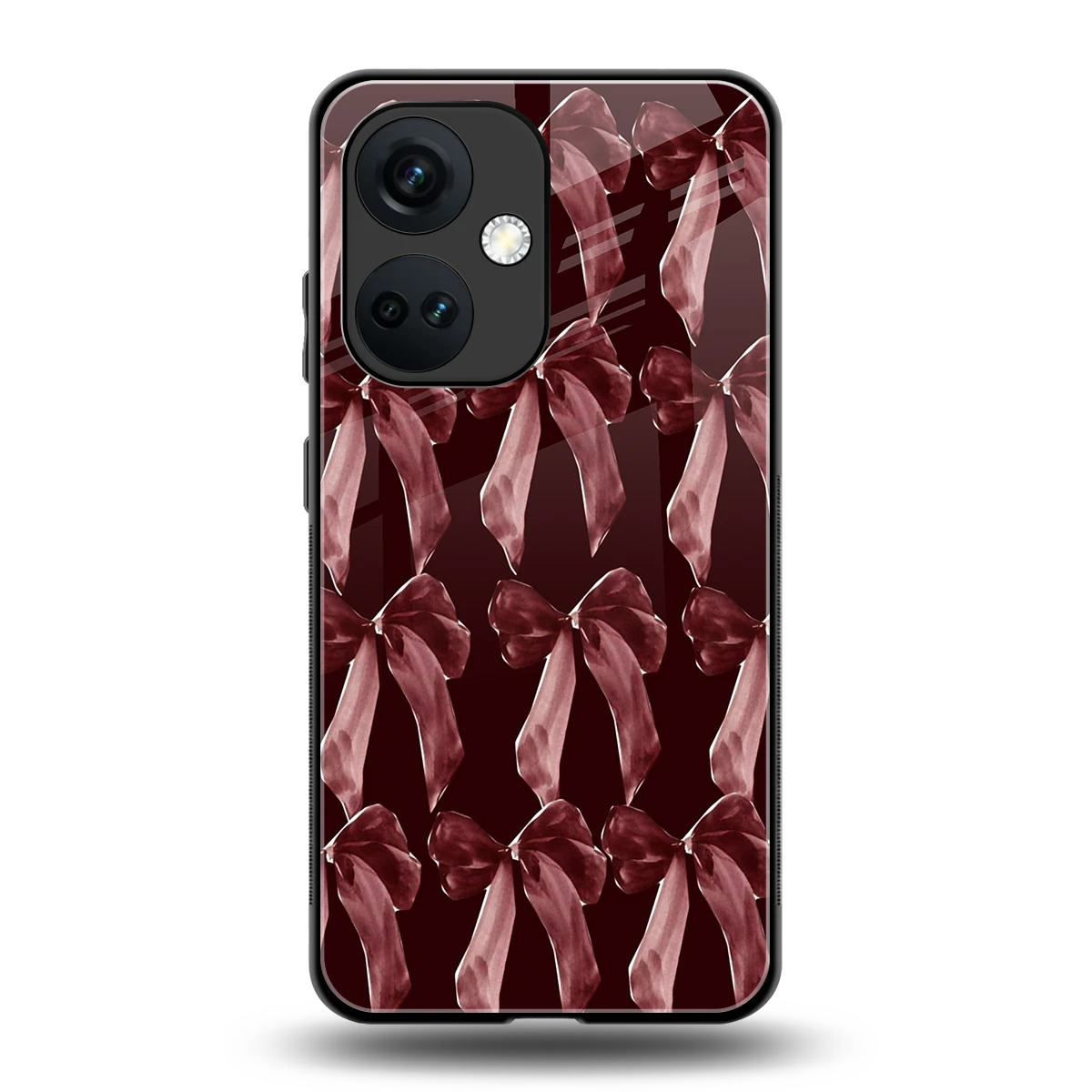 Crimson Ribbon back phone cover | glass case for oneplus nord ce 3