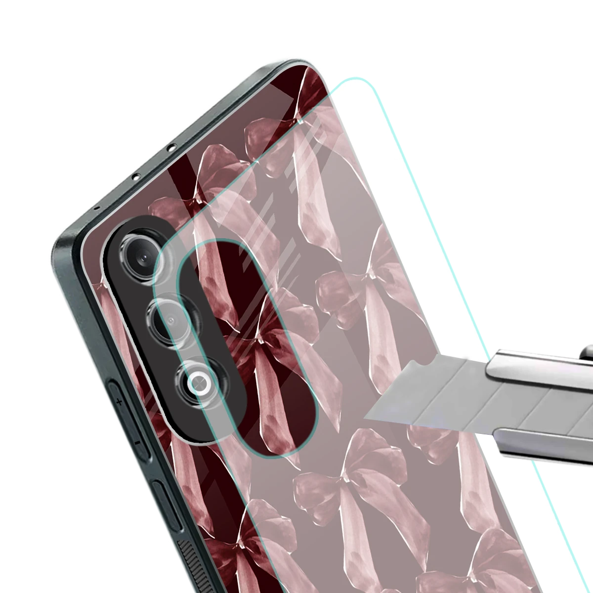 Crimson Ribbon stylish phone case for oneplus nord ce 4 | glossy glass and slim fit