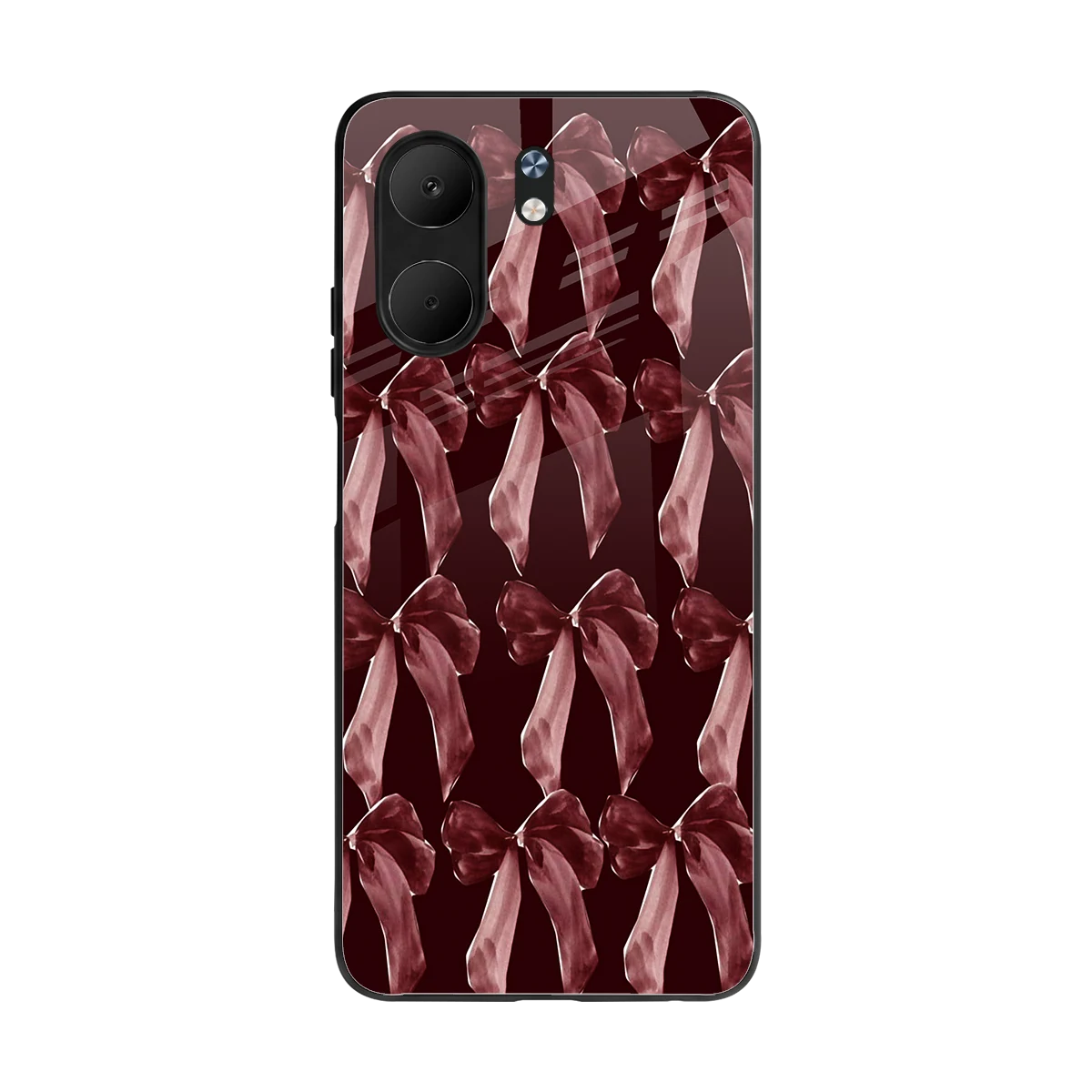 Crimson Ribbon back phone cover | glass case for oppo a5x 5g
