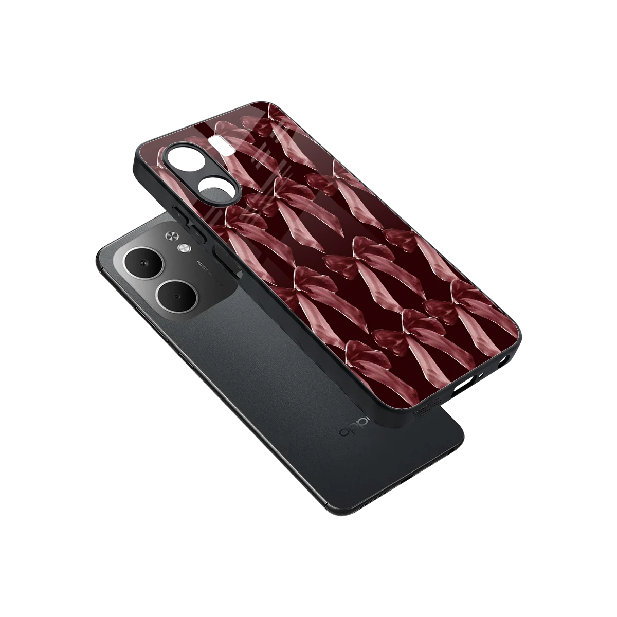 Crimson Ribbon sleek oppo a5x 5g cover with tempered glass back and TPU edges