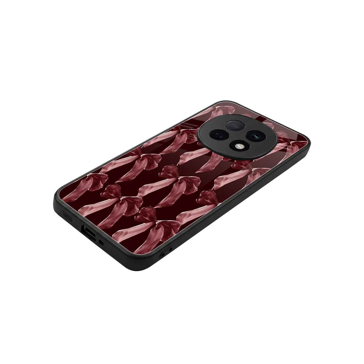 Crimson Ribbon stylish phone case for oppo f29 pro 5g | glossy glass and slim fit
