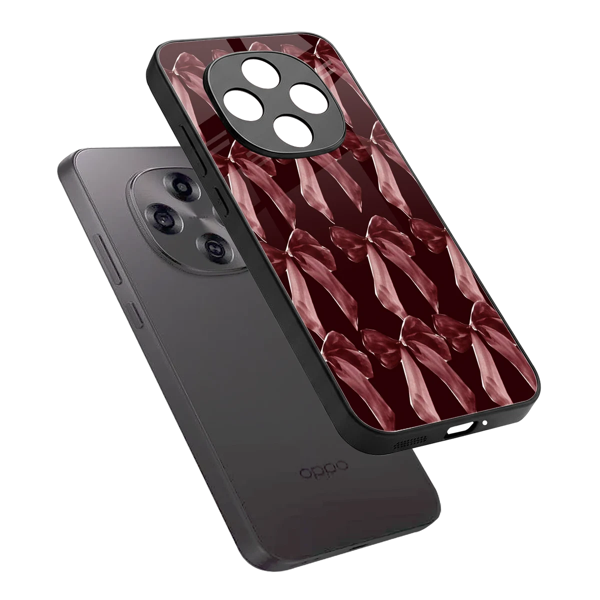 Crimson Ribbon sleek oppo f31 pro 5g cover with tempered glass back and TPU edges