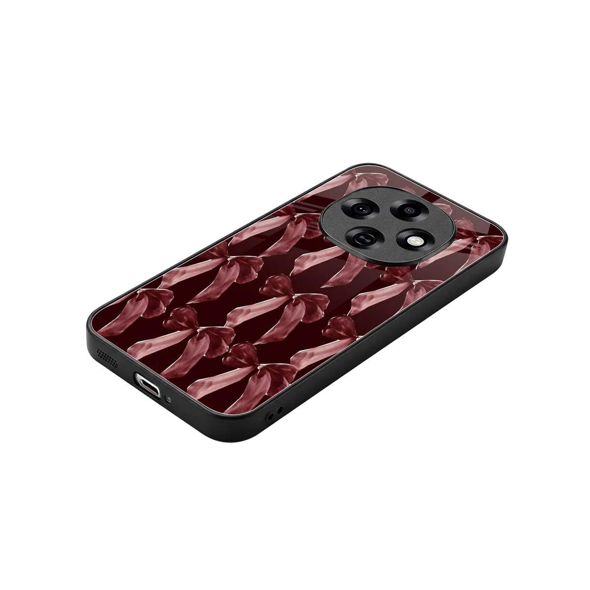 Crimson Ribbon stylish phone case for oppo f31 pro 5g | glossy glass and slim fit
