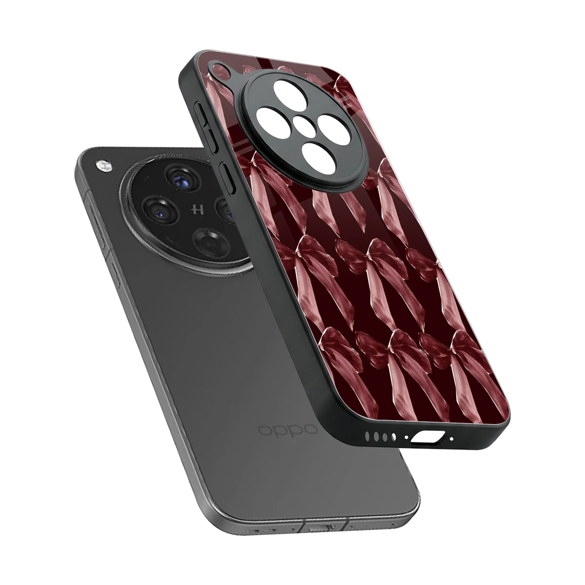Crimson Ribbon sleek oppo find x8 cover with tempered glass back and TPU edges