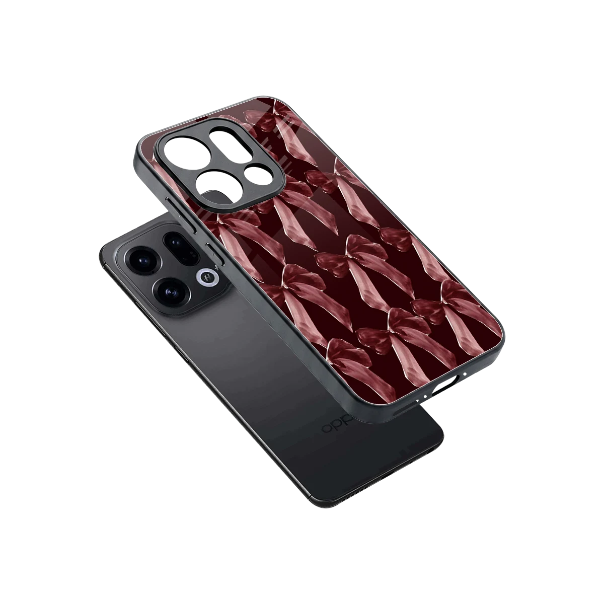 Crimson Ribbon sleek oppo find x9 cover with tempered glass back and TPU edges