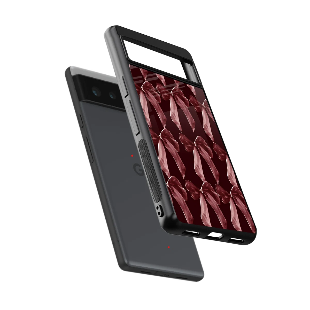 Crimson Ribbon sleek google pixel 6 cover with tempered glass back and TPU edges