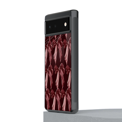 Crimson Ribbon stylish phone case for google pixel 6 | glossy glass and slim fit