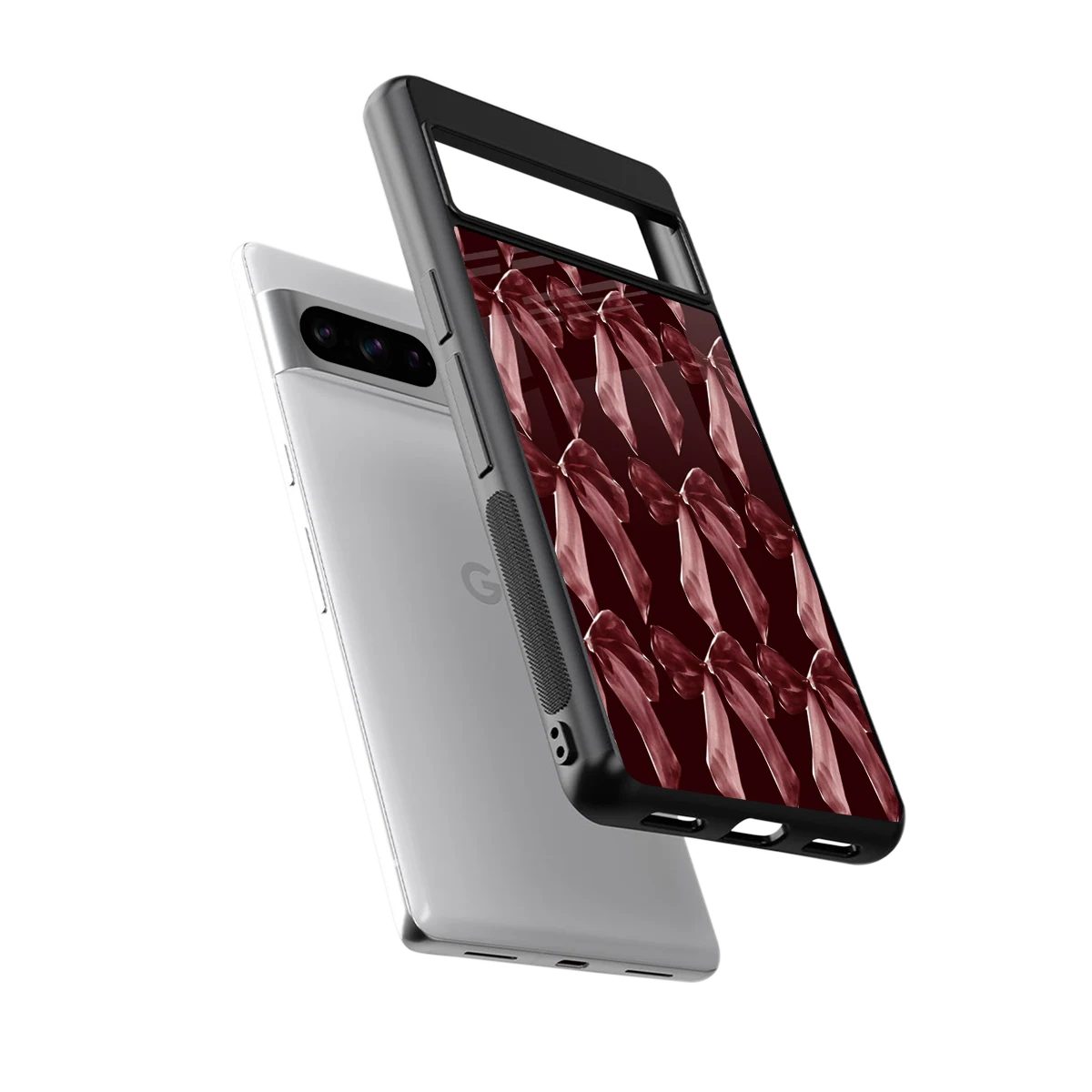 Crimson Ribbon sleek google pixel 8 pro cover with tempered glass back and TPU edges