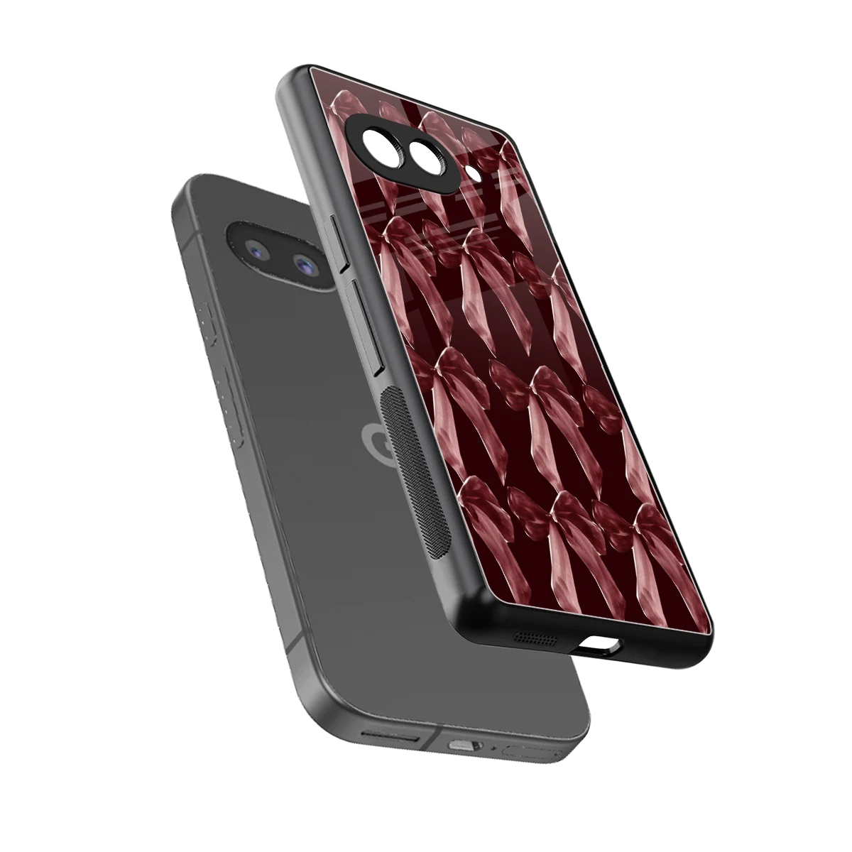 Crimson Ribbon sleek google pixel 9a cover with tempered glass back and TPU edges