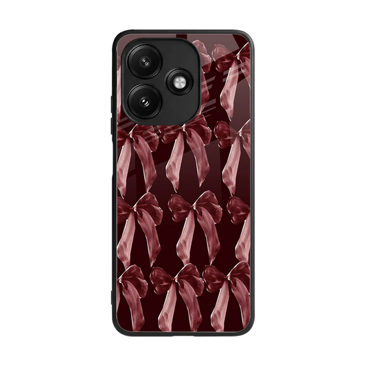 Crimson Ribbon back phone cover | glass case for redmi 12 5g