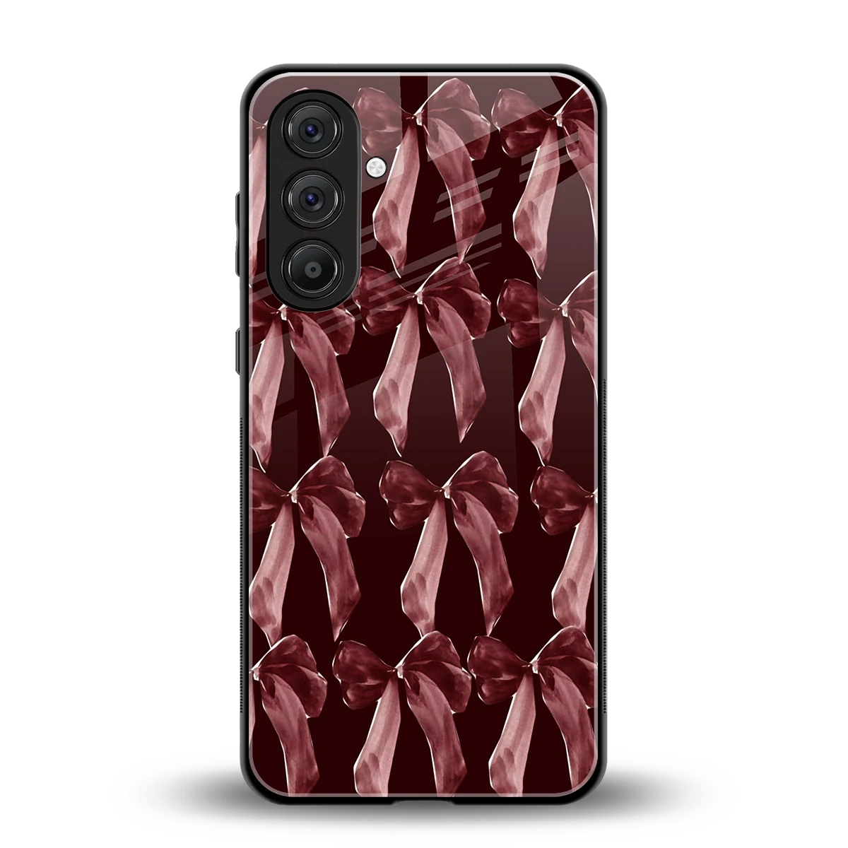 Crimson Ribbon back phone cover | glass case for samsung galaxy m36 5g