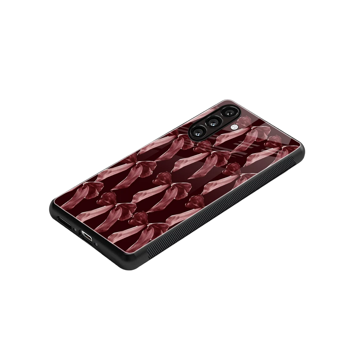 Crimson Ribbon stylish phone case for samsung galaxy a55 5g | glossy glass and slim fit