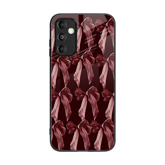 Crimson Ribbon back phone cover | glass case for samsung galaxy m14 5g