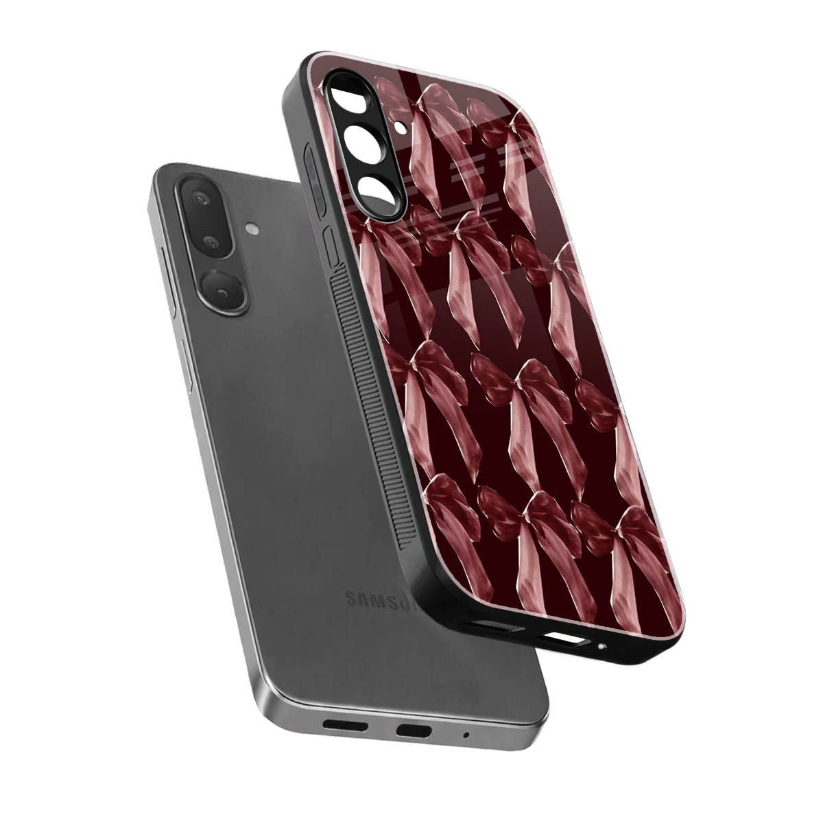 Crimson Ribbon sleek samsung galaxy m36 5g cover with tempered glass back and TPU edges