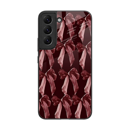 Crimson Ribbon back phone cover | glass case for samsung galaxy s22