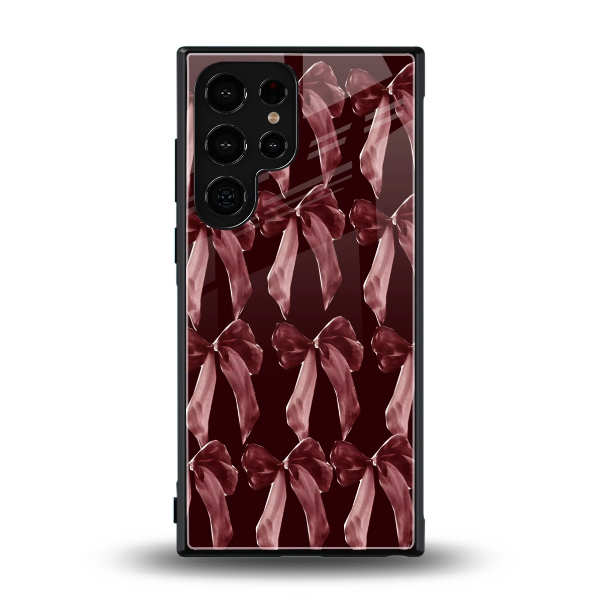 Crimson Ribbon back phone cover | glass case for samsung galaxy s24 ultra