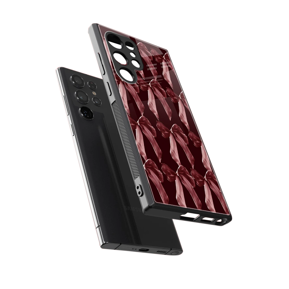 Crimson Ribbon sleek samsung galaxy s24 ultra cover with tempered glass back and TPU edges
